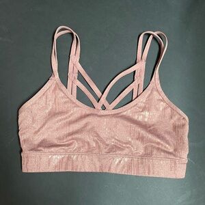 joy Lab Womens Peach Wood Gold Pink Strappy Back Sports Bra, S